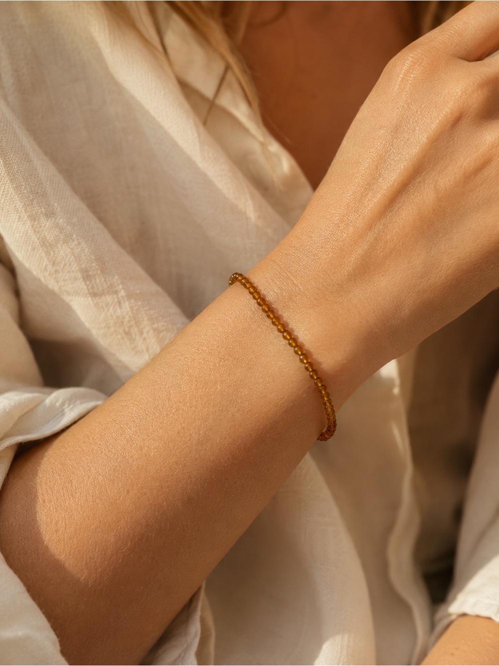 Honey Handblown Glass Beaded Bracelet/Anklet - Made to Order